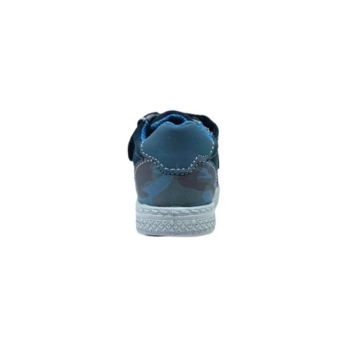 Sneakers a strappo scamosciate con motivo militare colore navy blu Primigi tallone