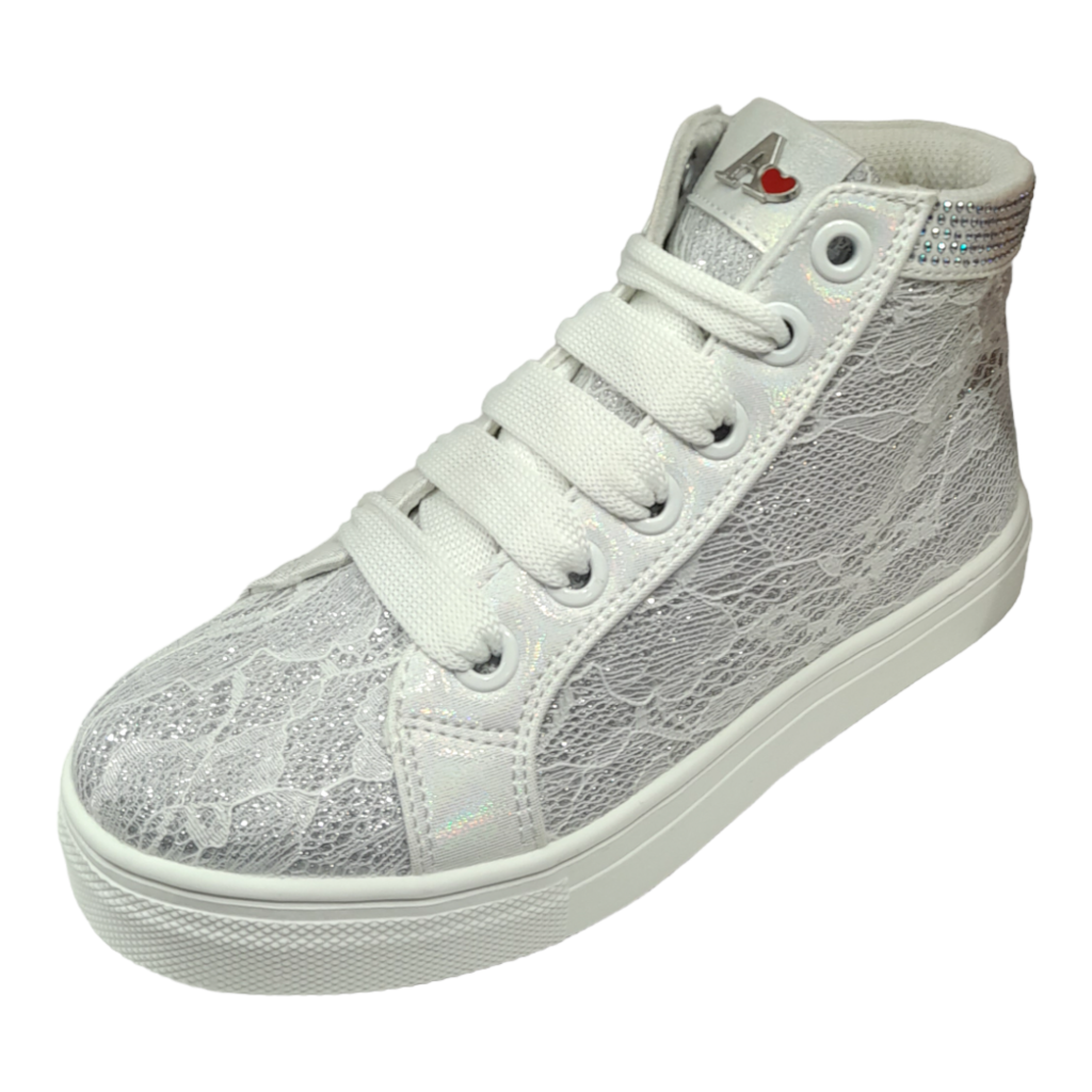 Sneakers alta in pizzo bianco Asso Scarpabaleno