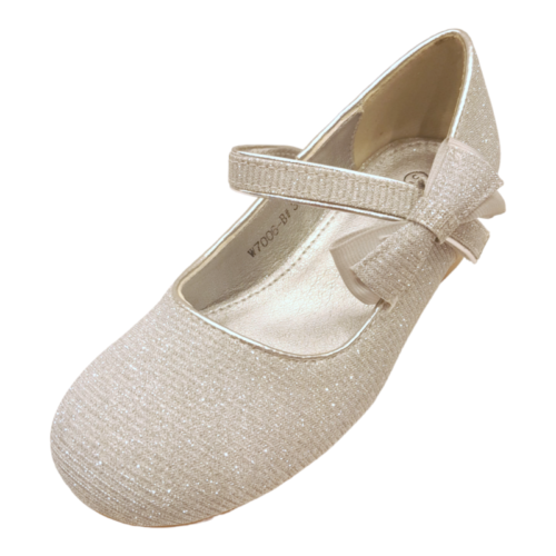 Ballerina argento glitter con tacco e fascia con fiocco - BACIO & BACIO