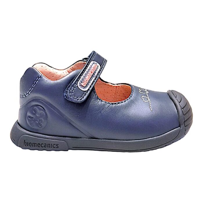 Ballerina in pelle blu per bambina con chiusura a strappo - Biomecanics