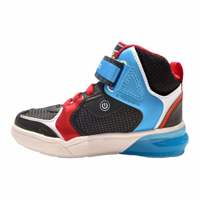 Sneakers alta Super Mario blu e rossa Geox sinistra