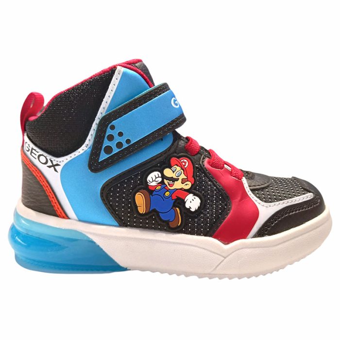 Sneakers alta Super Mario blu e rossa Geox destra