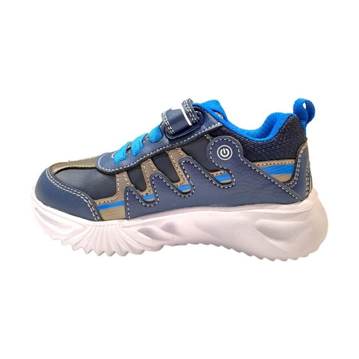 Sneakers blu con luci Geox sinistra