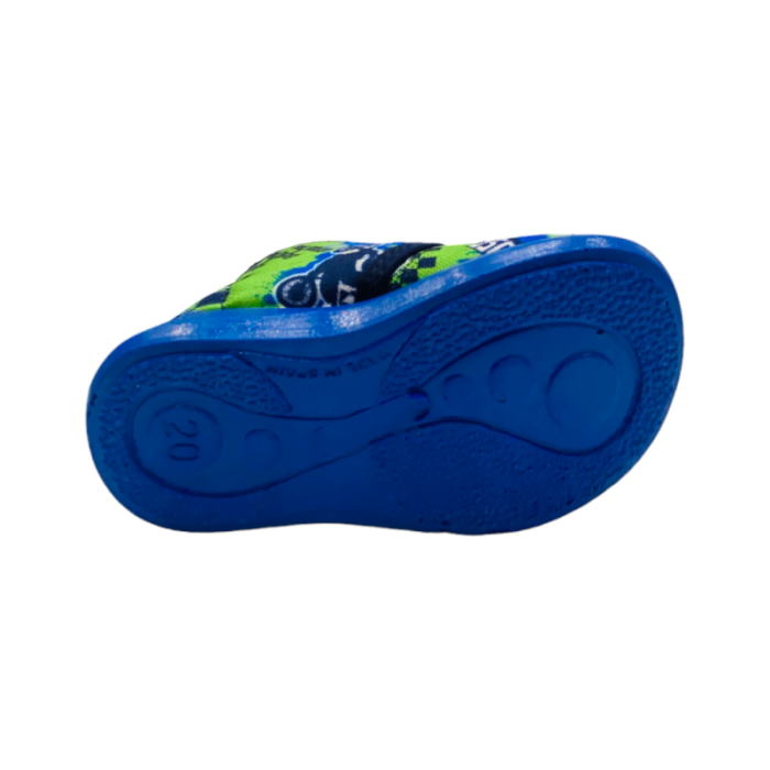 Pantofola scarpina baby blu verde con moto e strappo - Grunland