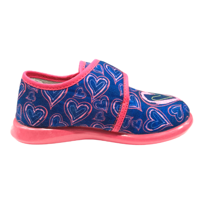 Pantofola scarpina baby con strappo blu e fucsia e decorazioni - Grunland