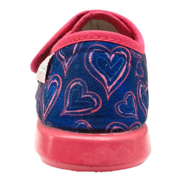 Pantofola scarpina baby con strappo blu e fucsia e decorazioni - Grunland