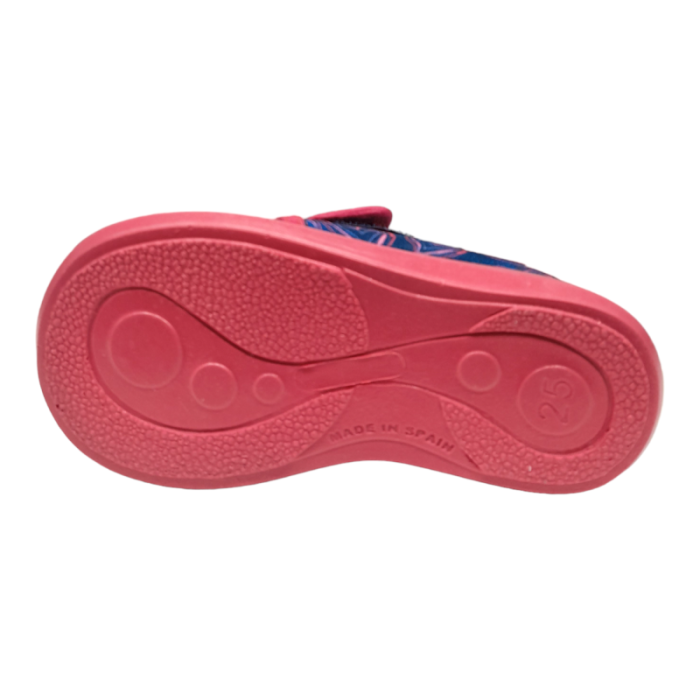 Pantofola scarpina baby con strappo blu e fucsia e decorazioni - Grunland