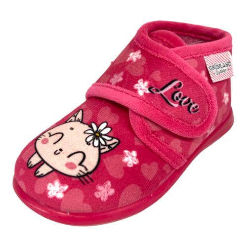 Pantofola scarpina baby con strappo fuxia e decorazioni - Grunland