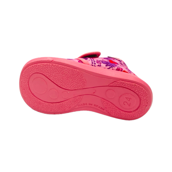 Pantofola scarpina baby con strappo rosa e decorazioni - Grunland