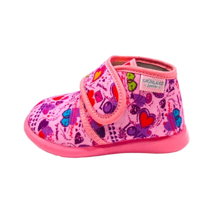 Pantofola scarpina baby con strappo rosa e decorazioni - Grunland