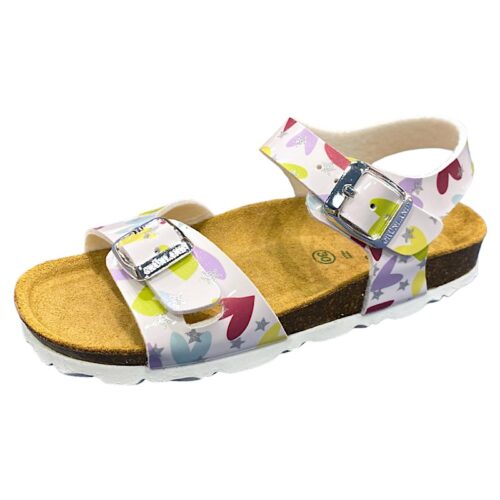 Sandalo bambina bianco multicolor cuori - Grunland