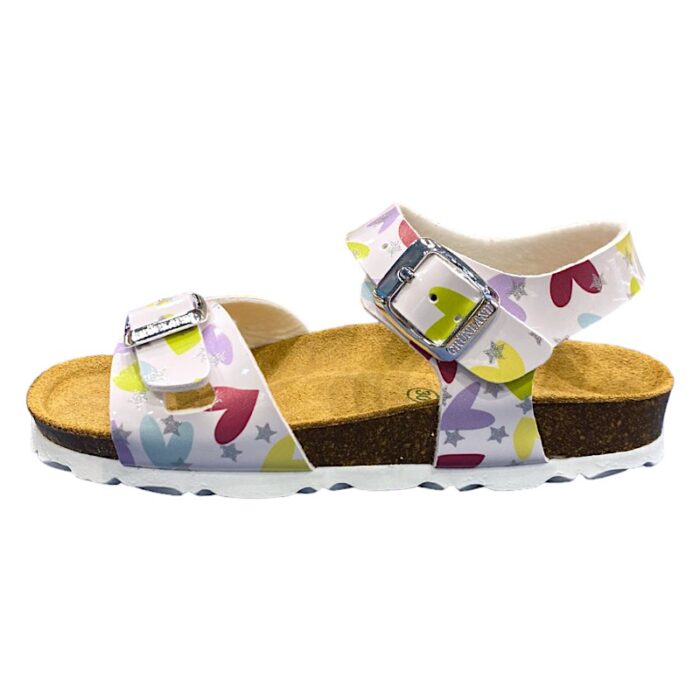 Sandalo bambina bianco multicolor cuori - Grunland