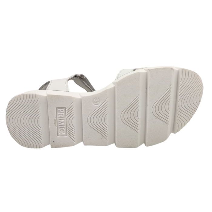 Sandalo bambina nappa con tre stripes specchio bianco e argento - Primigi