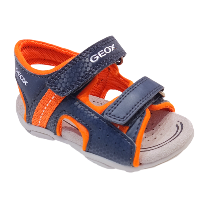 Sandalo bambino primi passi blu-arancione con strappo - Geox