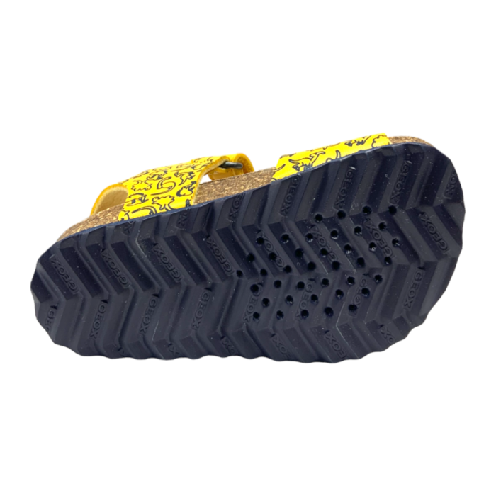 Sandalo bimbo di colore giallo con dinosauri e chiusura a strappo - Geox