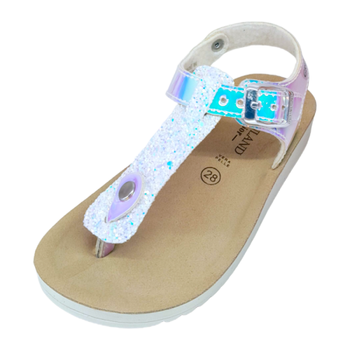 Sandalo infradito aperto per bambina colore celeste mirror - Grunland