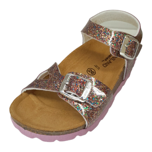 Sandalo per bambina fucsia viola e multicolor glitter - Grunland