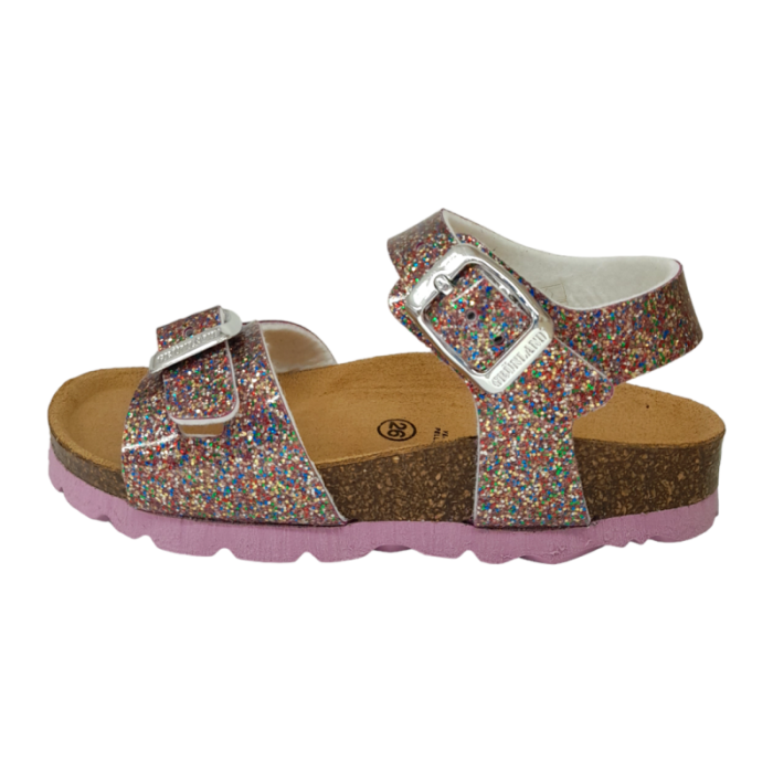 Sandalo per bambina fucsia viola e multicolor glitter - Grunland