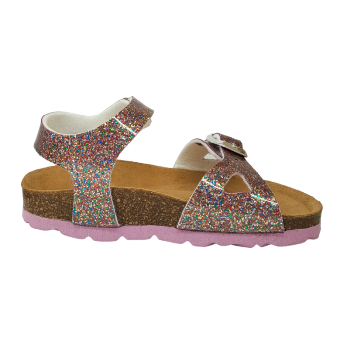 Sandalo per bambina fucsia viola e multicolor glitter - Grunland