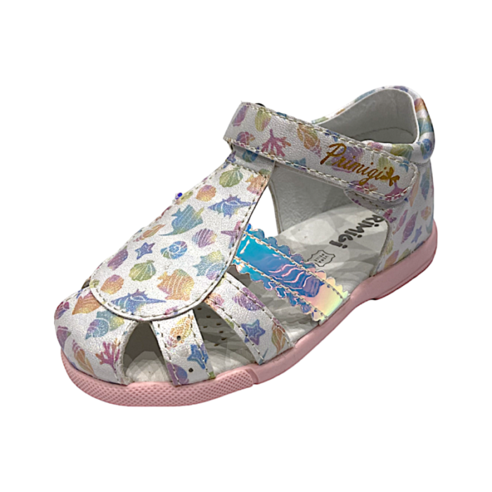 Sandalo ragnetto bambina bianco con disegni multicolor e strappo - Primigi