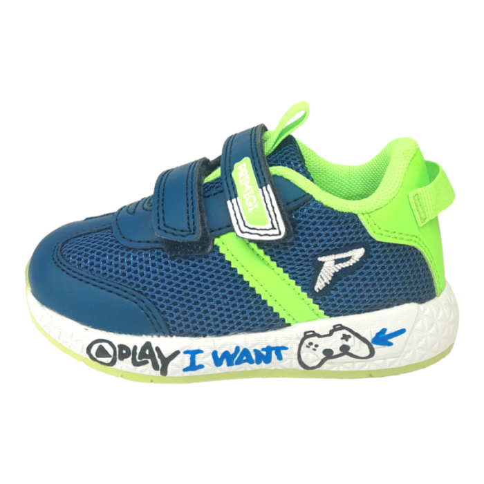 Scarpa sneaker ginnica bambino blu-verde con strappi - Primigi