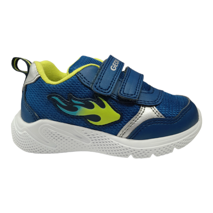 Scarpa sportiva sneakers bambino jeans-lime con strappi - Geox