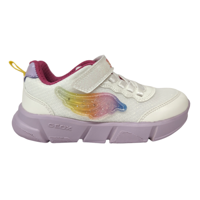 Sneaker ginnica bambina bianca+ala multicor con strappi e luci - Geox