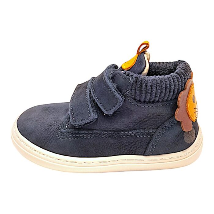 Sneaker primi passi bambino di colore blu-beige e leone decorativo - Balducci