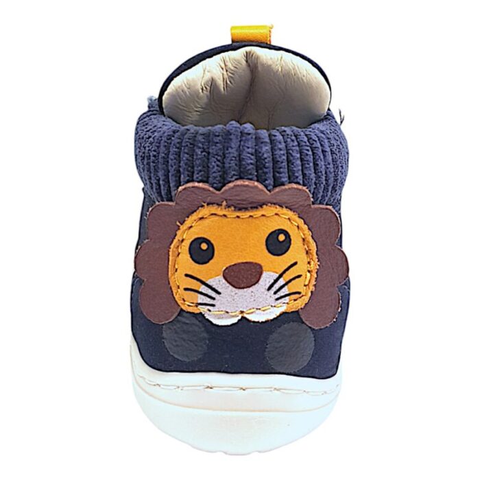 Sneaker primi passi bambino di colore blu-beige e leone decorativo - Balducci