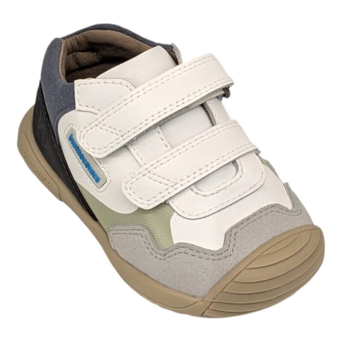 Sneaker primi passi per bambino color blu-bianco con strappi - Biomecanics