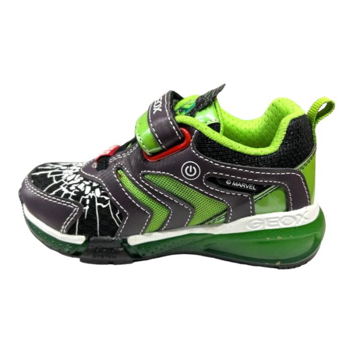 Sneakers Bayonyc bambino Hulk nero-verde con strappo e luci - Geox