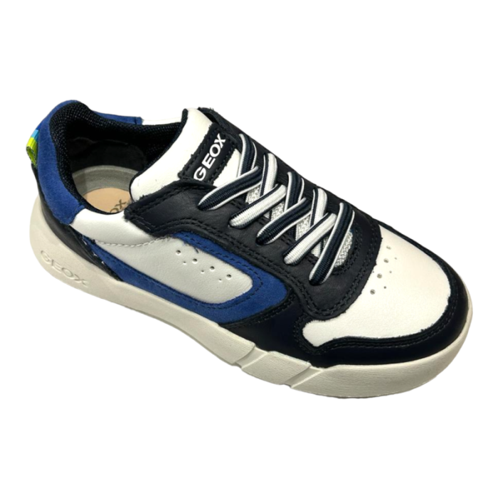 Sneakers Hyroo ragazzo white-blue con lacci elastici - Geox