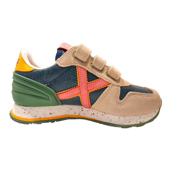 Sneakers Massana verde e beige per bambina scamosciate mini track - Munich