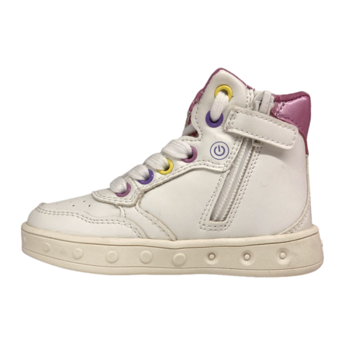Sneakers Skylin bambina alta unicorno white-multicolor con luci - Geox