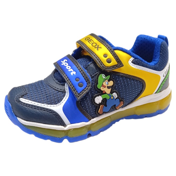 Sneakers android bambino Super Mario royal-yellow con strappo e luci - Geox