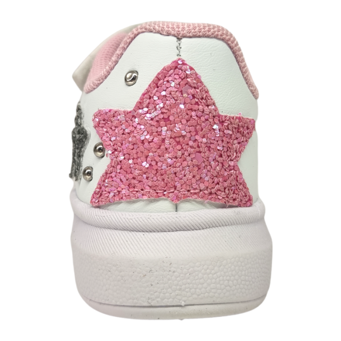 Sneakers bambina bianca-rosa con stelle glitter e strappi - Primigi