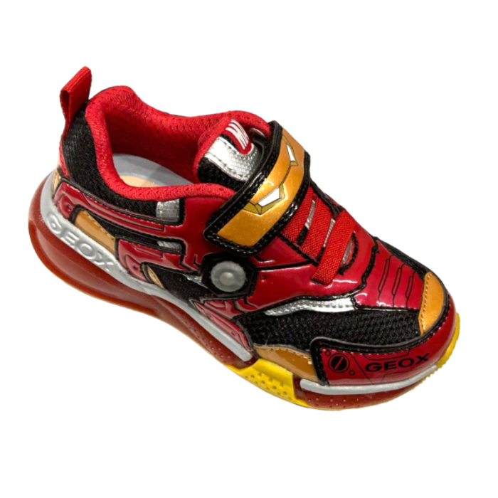 Sneakers bambino Bayonyc Avengers Iron Man nero-rosso luci - Geox