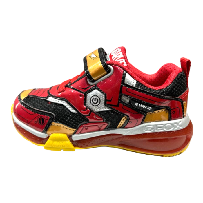 Sneakers bambino Bayonyc Avengers Iron Man nero-rosso luci - Geox