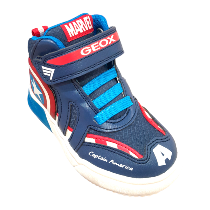 Sneakers bambino alta Captain American blu-rosso-bianco - Geox