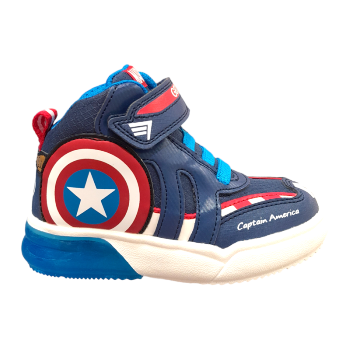 Sneakers bambino alta Captain American blu-rosso-bianco - Geox