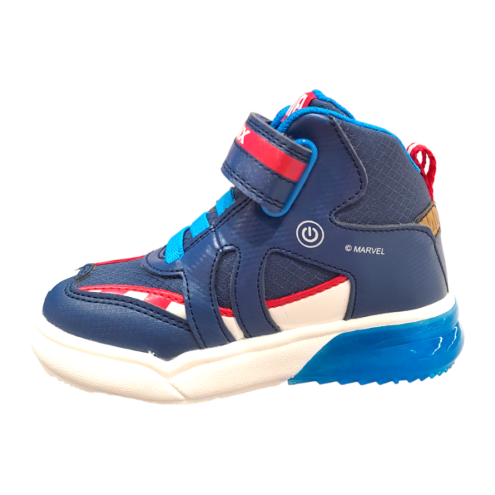 Sneakers bambino alta Captain American blu-rosso-bianco - Geox