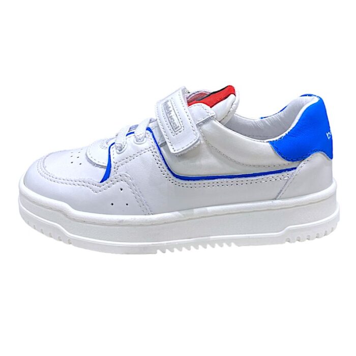 Sneakers bambino bianco-azzurro con strappo e lacci - Balducci