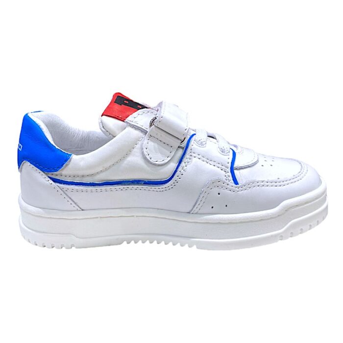 Sneakers bambino bianco-azzurro con strappo e lacci - Balducci