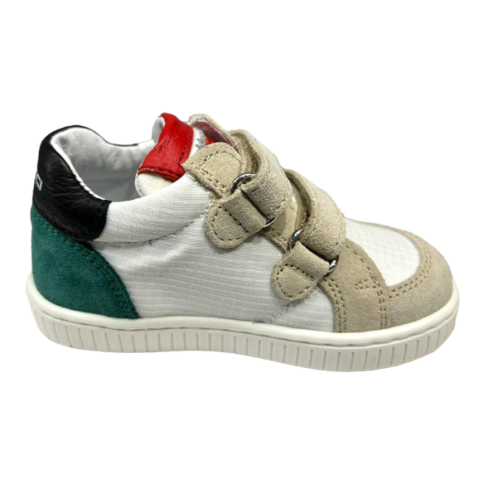 Sneakers bambino colore biancobeigerosso con doppio strappo - Balducci