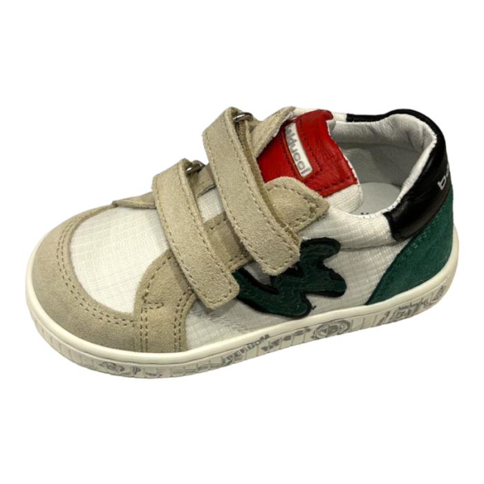 Sneakers bambino colore biancobeigerosso con doppio strappo - Balducci