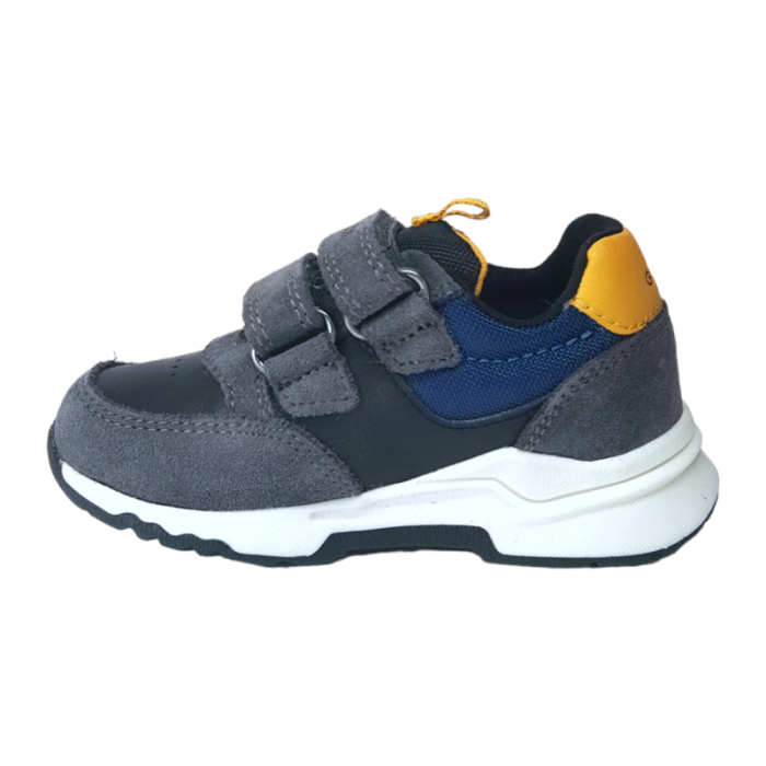 Sneakers bambino colore grigio-giallo scamosciata con strappi - Geox