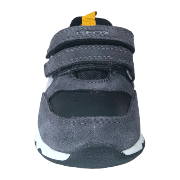 Sneakers bambino colore grigio-giallo scamosciata con strappi - Geox