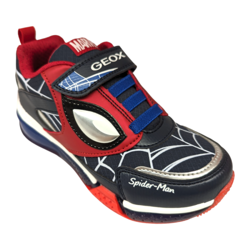 Sneakers bambino spiderman blu-rosso-argento con luci e strappo - Geox