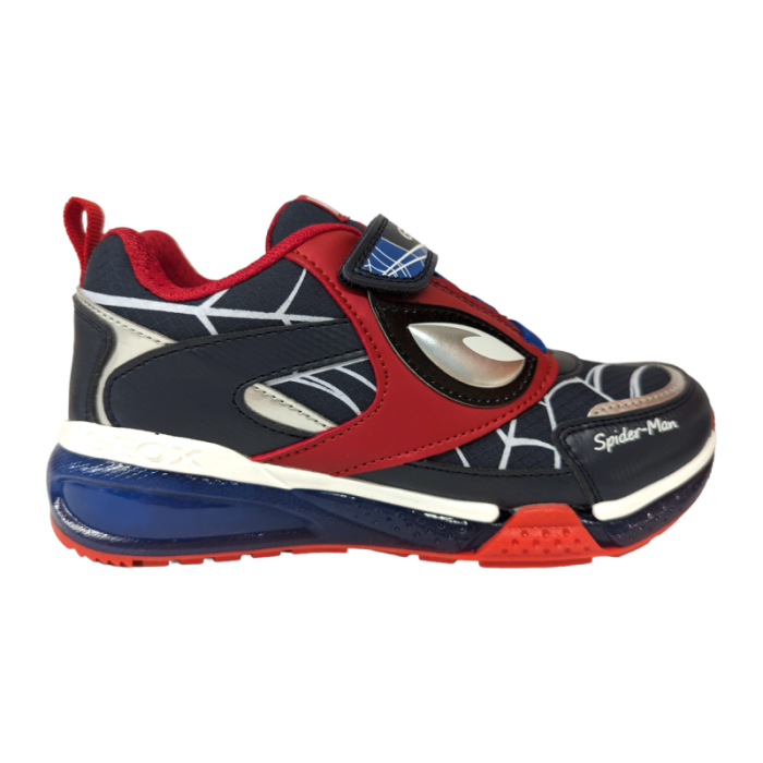 Sneakers bambino spiderman blu-rosso-argento con luci e strappo - Geox