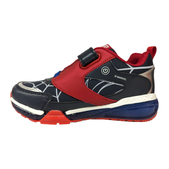 Sneakers bambino spiderman blu-rosso-argento con luci e strappo - Geox